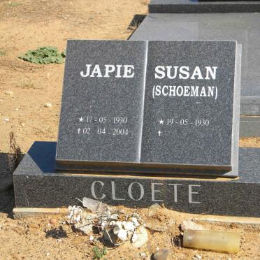 CLOETE Japie 1930-2004 &amp; Susan SCHOEMAN 1930-