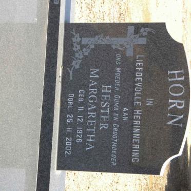 HORN Hester Margaretha 1926-2002