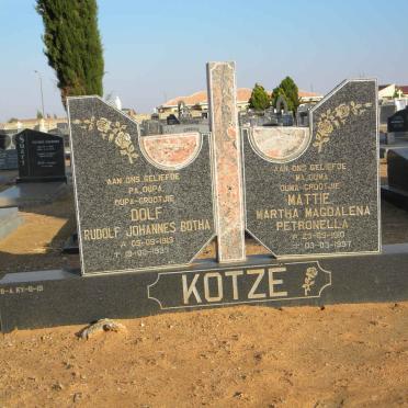 KOTZE Rudolf Johannes Botha 1913-1997 &amp; Martha Magdalena Petronella 1910-1997