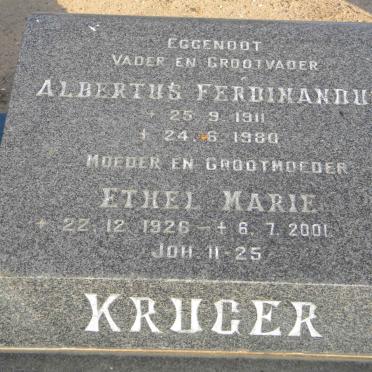 KRUGER Albertus Ferdinandus 1911-1980 &amp; Ethel Marie 1926-2001