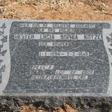 KOTZÉ Hester Lucia Sophia nee KRUGER 1894-1948
