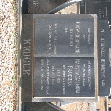 KRUGER Douw Gerbrand 1928- &amp; Martha Salmina Fransina JANSE VAN RENSBURG 1937-1963