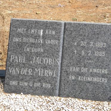 MERWE Paul Jacobus, van der 1893-1985