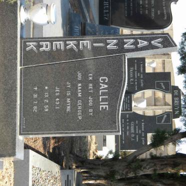NIEKERK Callie, van 1959-1982