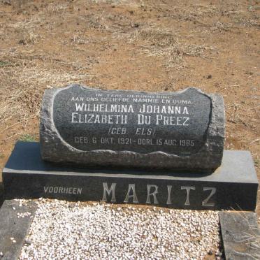 PREEZ Wilhelmina Johanna Elizabeth, du formerly MARITZ nee ELS 1921-1985