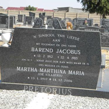 PRETORIUS Barend Jacobus 1912-1985 &amp; Martha Marthina Maria DE VILLIERS 1917-2006