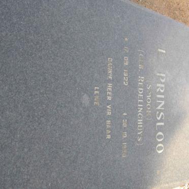 PRINSLOO E. voorheen SMOOK nee REDELINGHUYS 1922-1990
