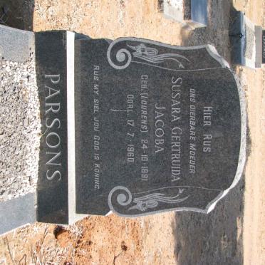 PARSONS Susara Gertruida Jacoba nee LOURENS 1891-1960