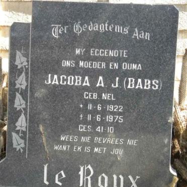 ROUX Jacoba A.J., le nee NEL 1922-1975