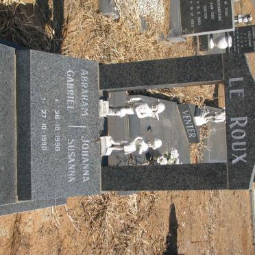 ROUX Abraham Gabriel, le 1990-1990 &amp; LE ROUX Johanna Susanna 1990-1990