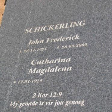 SCHICKERLING John Frederick 1921-2000 &amp; Catharina Magdalena 1924-
