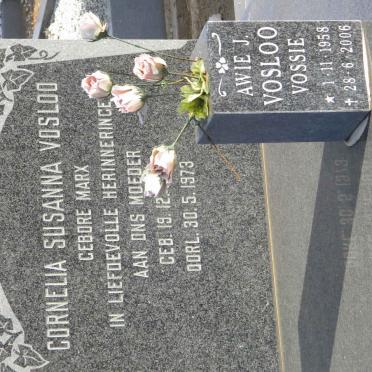 VOSLOO Cornelia Susanna nee MARX ?-1973 :: VOSLOO Awie J. 1958-2006