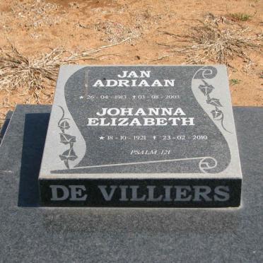 VILLIERS Jan Adriaan, de 1913-2003 &amp; Johanna Elizabeth 1921-2010