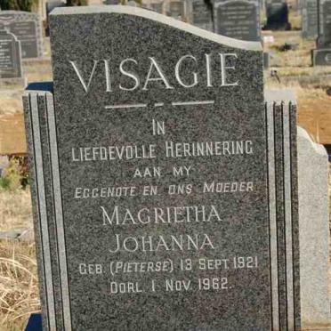 VISAGIE Magrietha Johanna nee PIETERSE 1921-1962