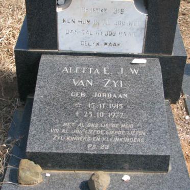 ZYL Aletta E.J.W., van nee JORDAAN 1915-1977