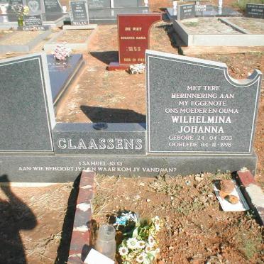 CLAASSENS Wilhelmina Johanna 1933-1998
