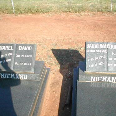 NIEMAND Sarel David 1919-1984 &amp;  Dauwlina Gertruda VAN WYK 1922-1996