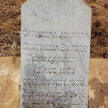 BURGER Cathriena Johanna Gertruida nee LOTRIET 1863-1938