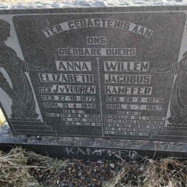 KAMFFER Willem Jacobus 1879-1957 &amp; Anna Elizabeth J. v. VUUREN 1872-1949