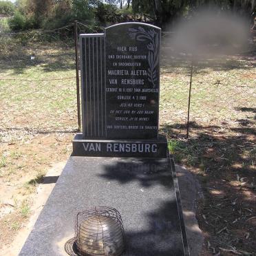 RENSBURG Magrieta Aletta, van nee VAN JAARSVELD 1907-1980