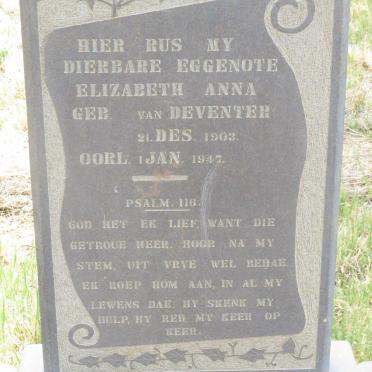 JOOSTE Elizabeth Anna nee VAN DEVENTER 1903-1947