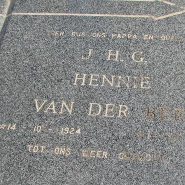 BERG J.H.G., van der 1924-199?