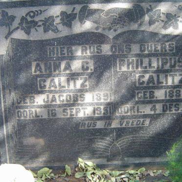 CALITZ  Phillipus J. 1888-1932 &amp; Anna C. JACOBS 1891-1951