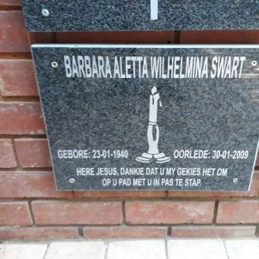 SWART Barbara Aletta Wilhelmina 1940-2009