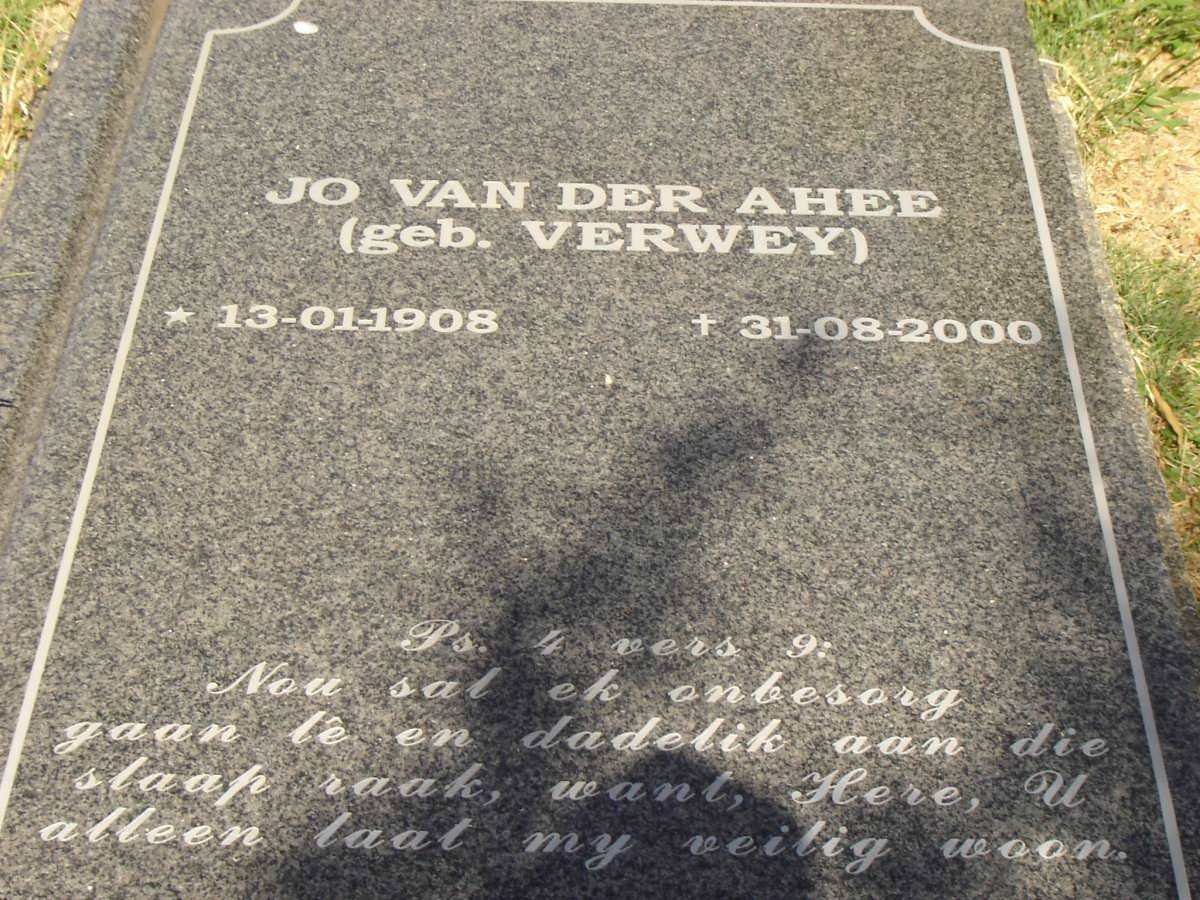 AHEE Jo, van der nee VERWEY 1908-2000