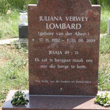LOMBARD Juliana Verwey nee van der AHEE 1932-2009