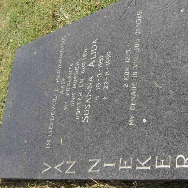 NIEKERK Susanna Alida, van 1951-1992