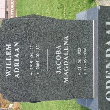 ODENDAAL Willem Adriaan 1919-2005 &amp; Jacoba Magdalena 1923-2006