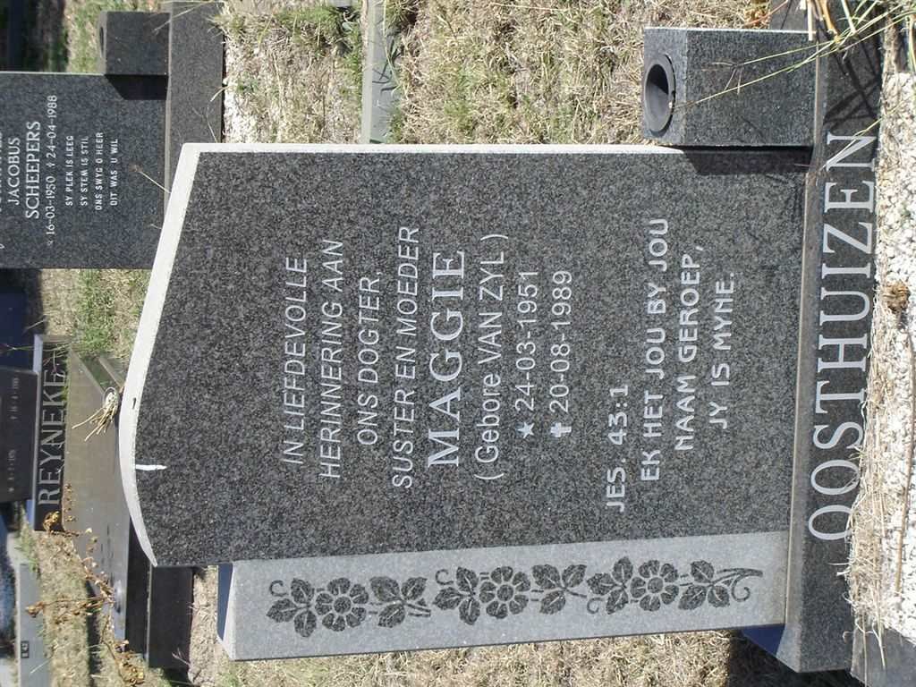 OOSTHUIZEN Maggie nee VAN ZYL 1951-1989