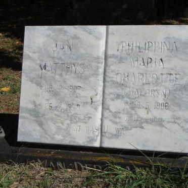 SAND Jan Matthys, van der 1907-1979 &amp; Philippina Maria Charolotte HALGRYN 1908-1997