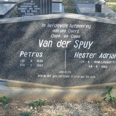 SPUY Petrus, van der 1898-1983 &amp; Hester Adriana JOUBERT 1908-1983