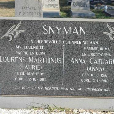 SNYMAN Lourens Marthinus 1909-1983 &amp; Anna Catharina 1916-1990