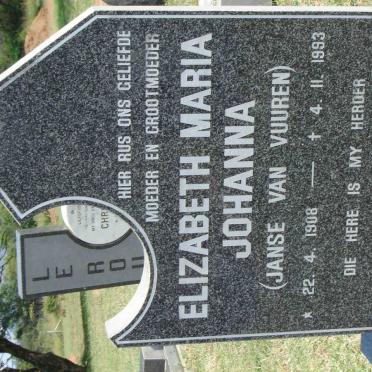 WRIGHT Elizabeth Maria Johanna nee JANSE VAN VUUREN 1908-1993
