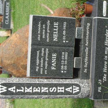 WALKENSHAW Fanie 1918-2003 &amp; Nellie 1922-