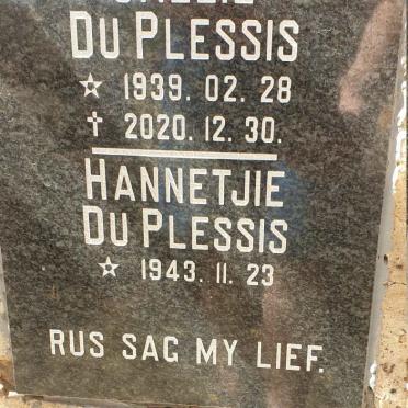 PLESSIS Callie, du 1939-2020 &amp; Hannetjie 1943-