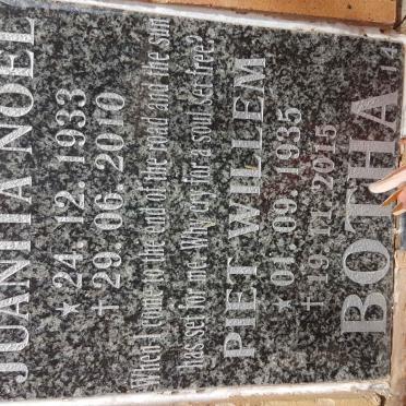 BOTHA Piet Willem 1935-2015 &amp; Juanita Noel 1933-2010