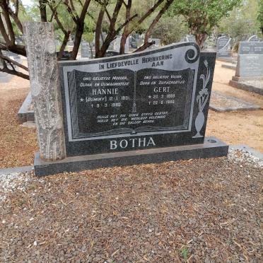 BOTHA Gert 1889-1980 &amp; Hannie DUMINY 1891-1980