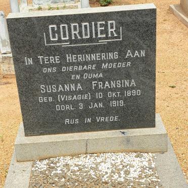 CORDIER Susanna Fransina nee VISAGIE 1890-1919
