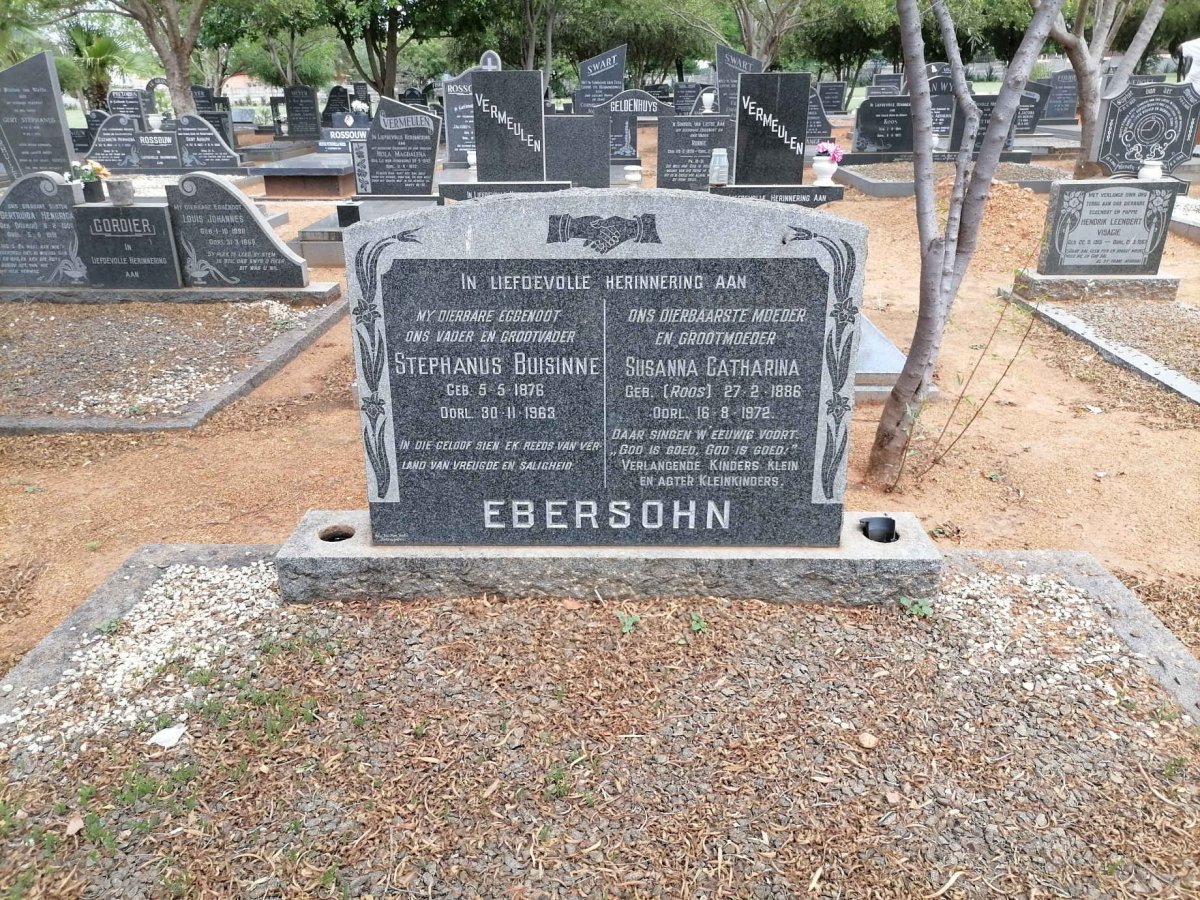 EBERSOHN Stephanus Buisinne 1876-1963 &amp; Susanna Catharina ROOS 1886-1972