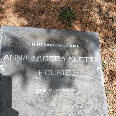 FOURIE Anna Jacoba Aletta nee MEINTJES