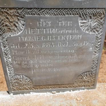 FOURIE Alettha Gertruida nee STRYDOM 1885-1904