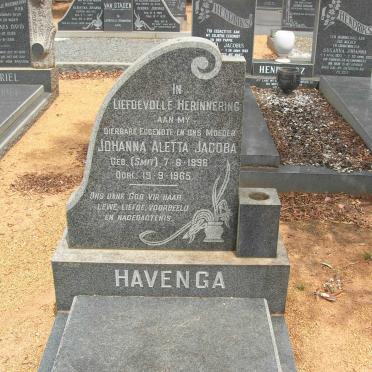 HAVENGA Johanna Aletta Jacoba nee SMIT 1896-1965