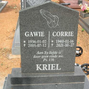 KRIEL Gawie 1936-2005 &amp; Corrie 1940-2021
