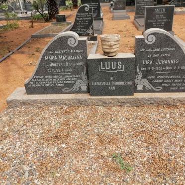 LUUS Dirk Johannes 1902-1965 &amp; Maria Magdalena PRETORIUS 1887-1969