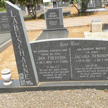LABUSCHAGNE Jan Frederik 1925-1990 &amp; Jacoba Hendrina 1927-1996