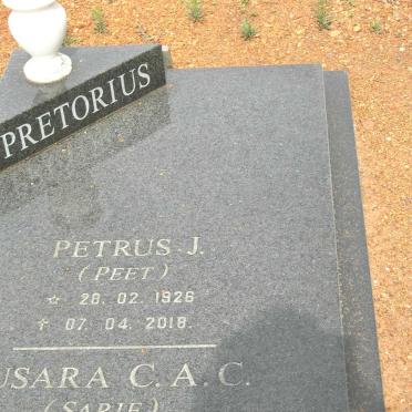 PRETORIUS Petrus J. 1926-2018 &amp; Susara C.A.C. STEENBERG 1931-2008 